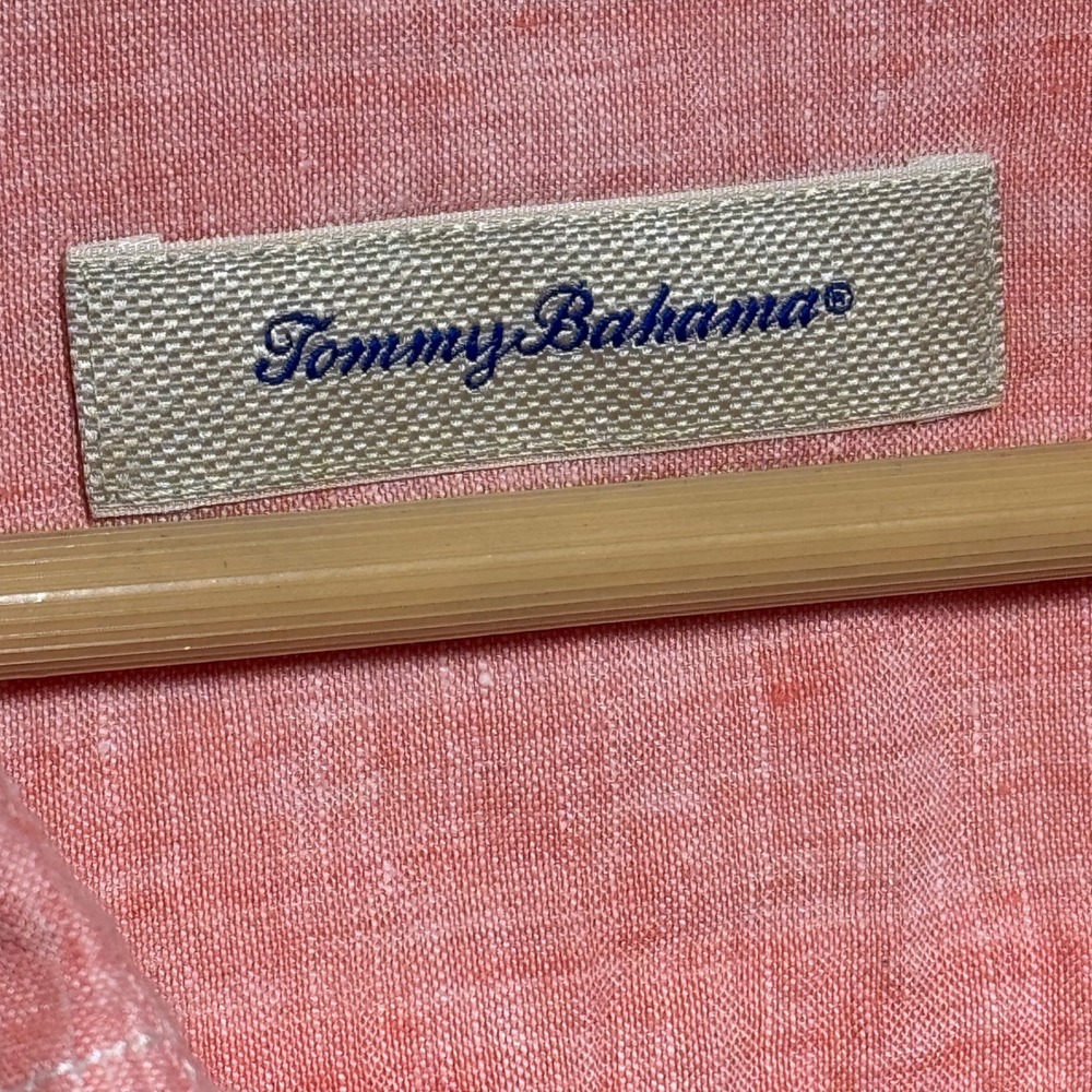 Tommy Bahama Mens XL Coral Orange 100% Linen Long Sleeve Button Down Shirt - Picture 2 of 9